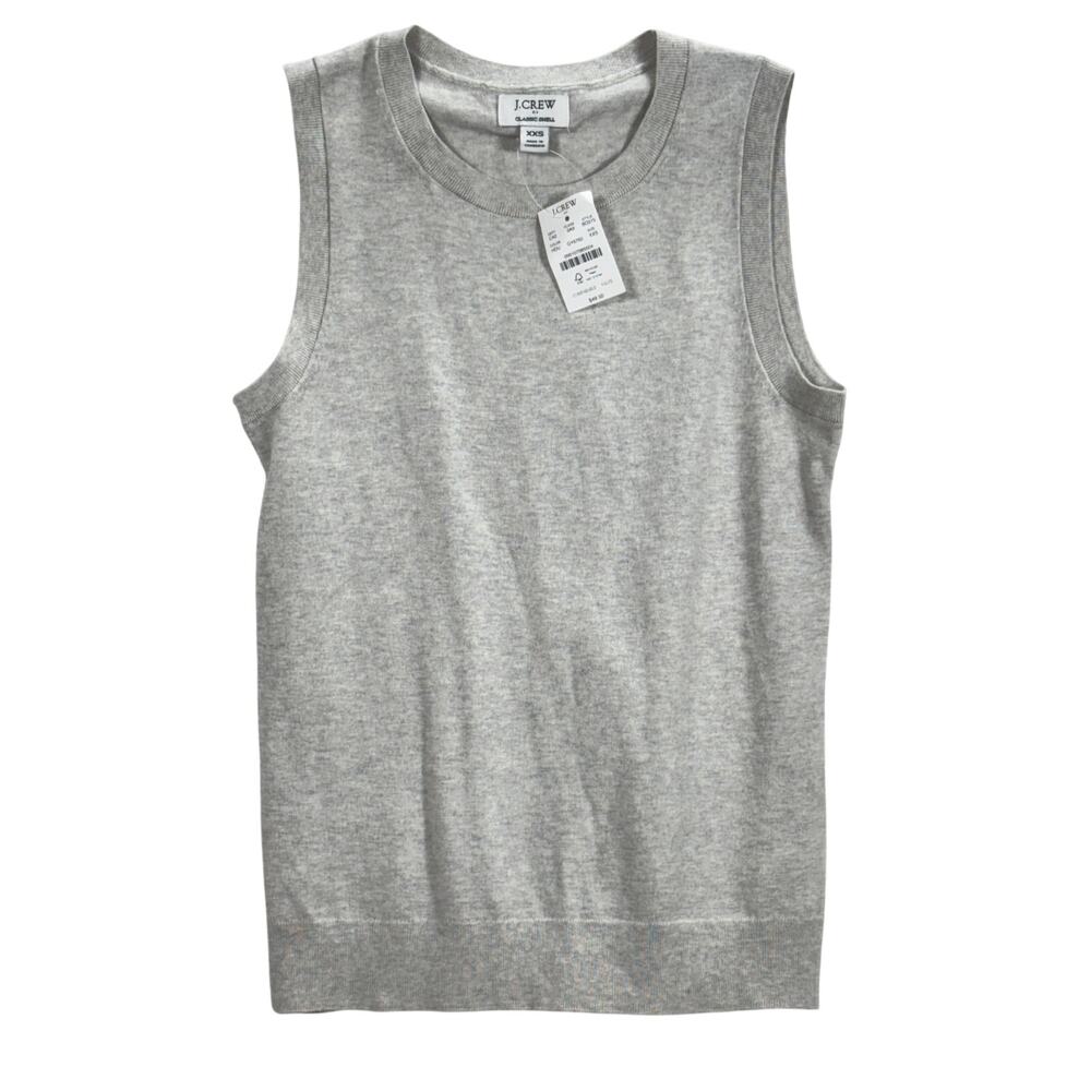 J.CREW Classic Shell Knit Tank Top Sweater Vest Sleeveless Gray Heather XXS NWT